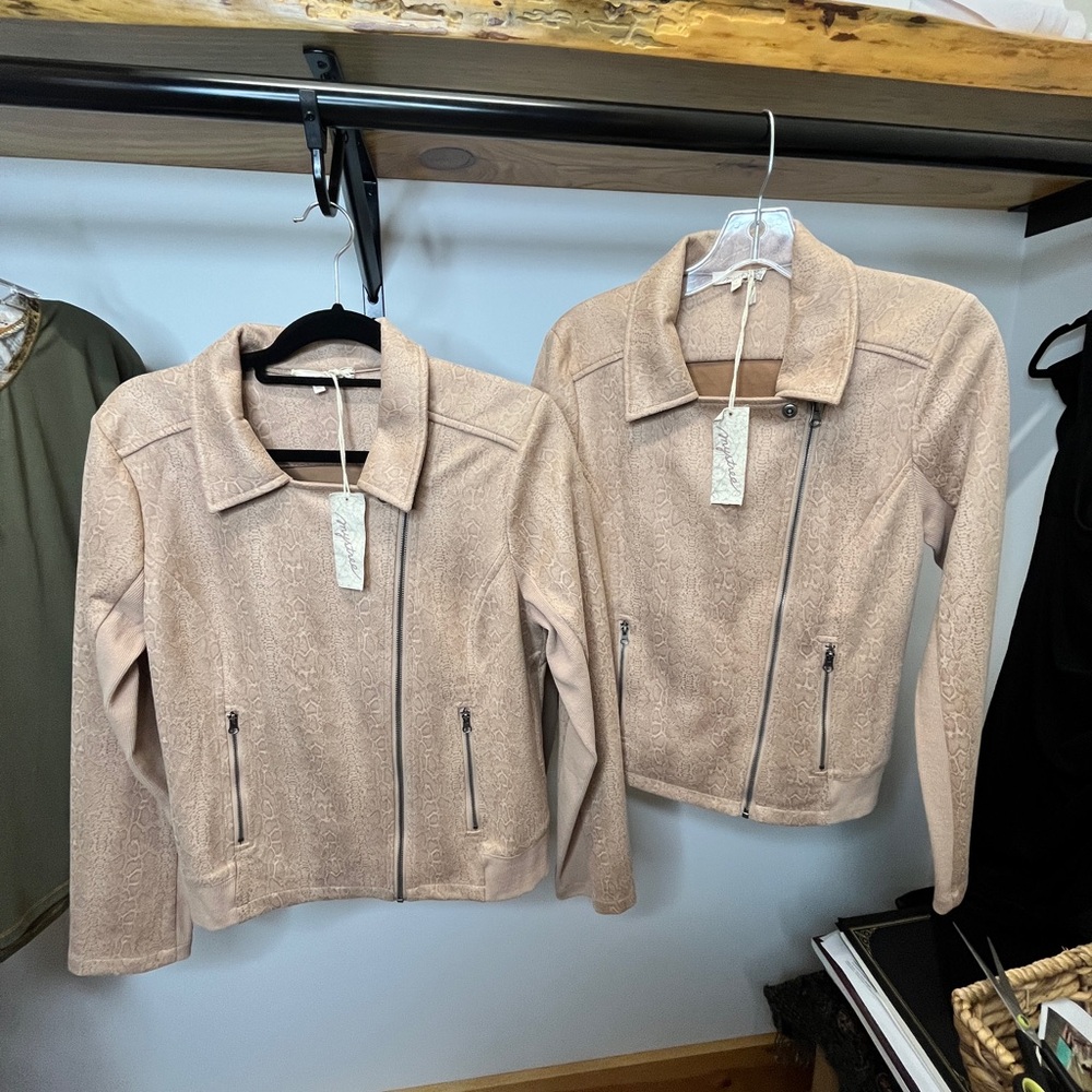 Mystree Tan Faux-Suede Asymmetrical Zip Moto Jacket
